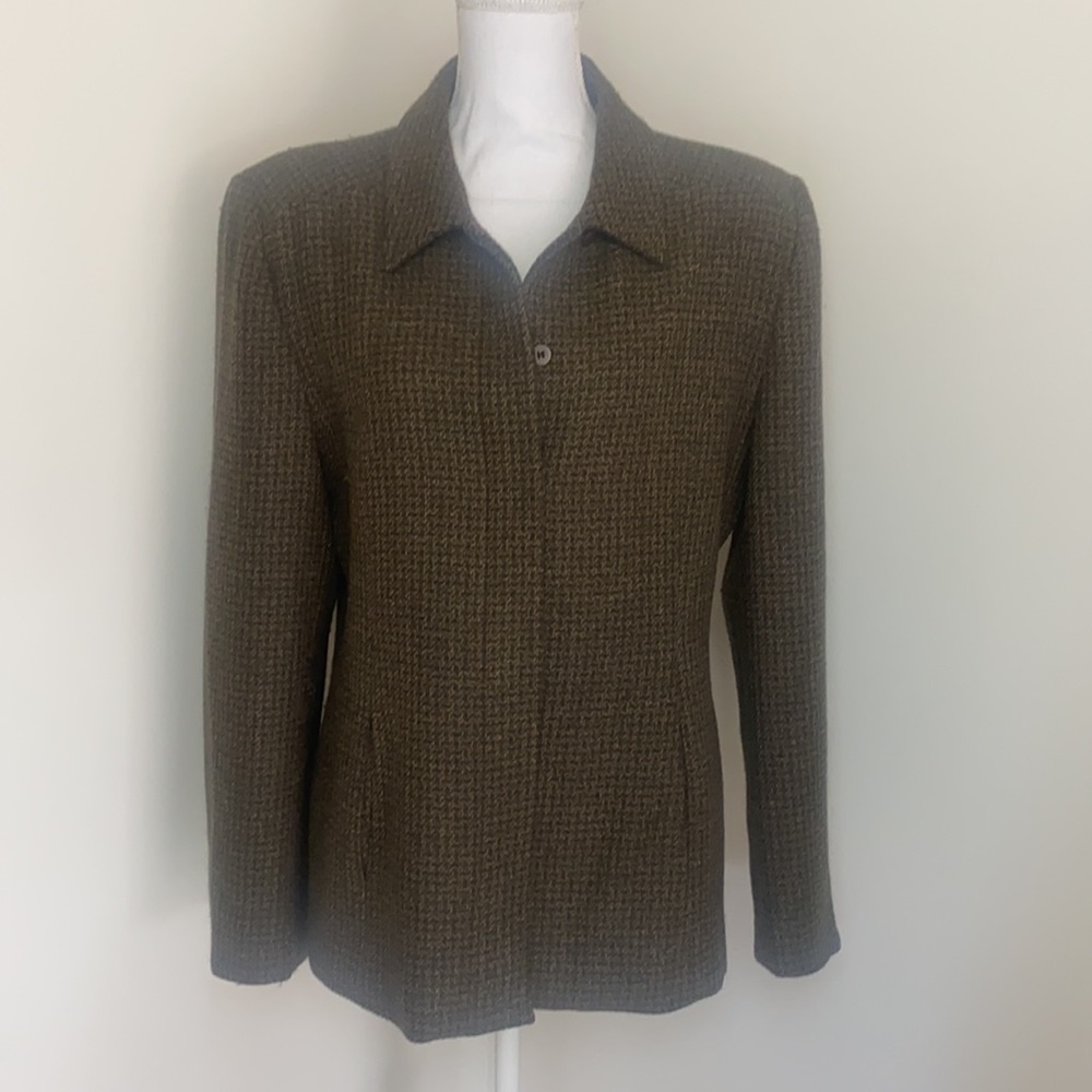 Vintage Barry Bricken Wool Blazer Brown Plaid Plus Size 16 - Picture 3 of 13